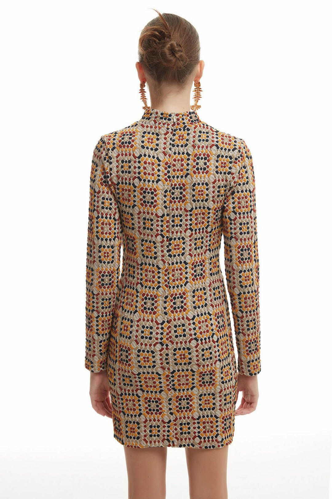 Cut Out Textured Dress Beige