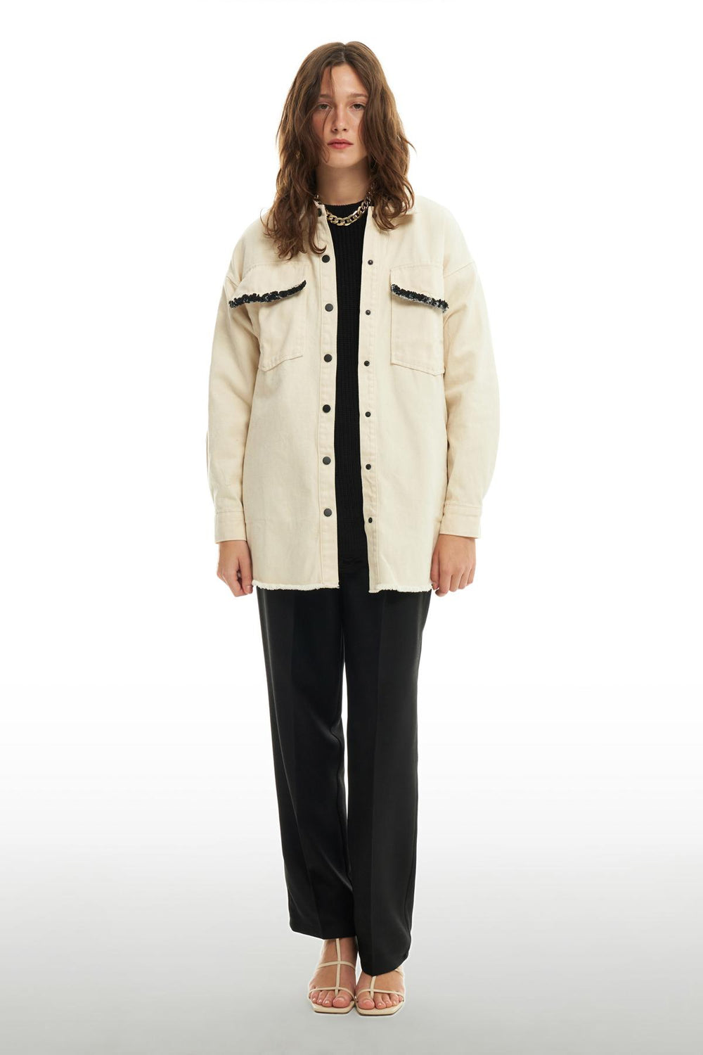 Big Pocket Tasseled Jacket Natural