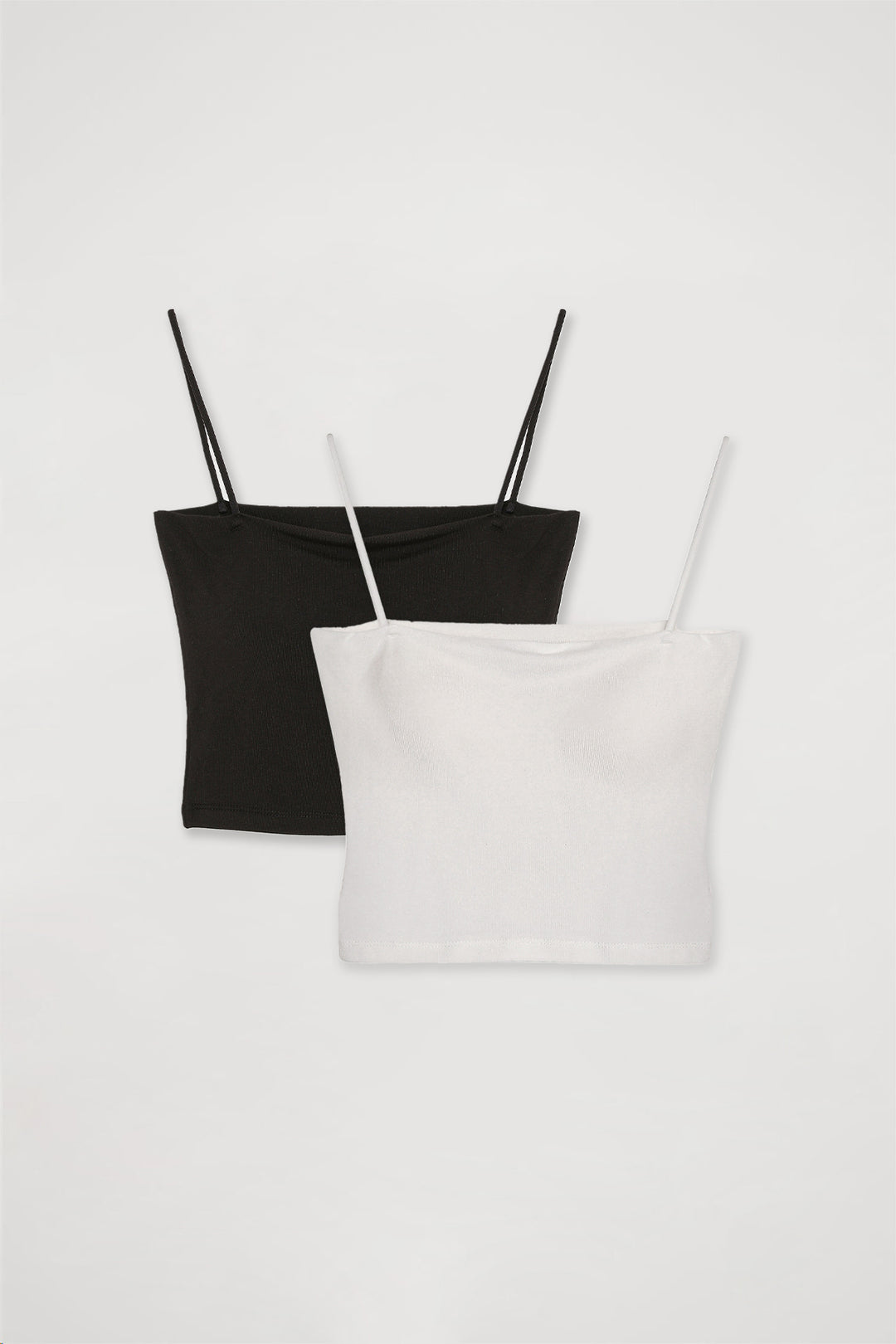 Modal Askılı Crop Basic Atlet 2' li Paket Ekru-Siyah