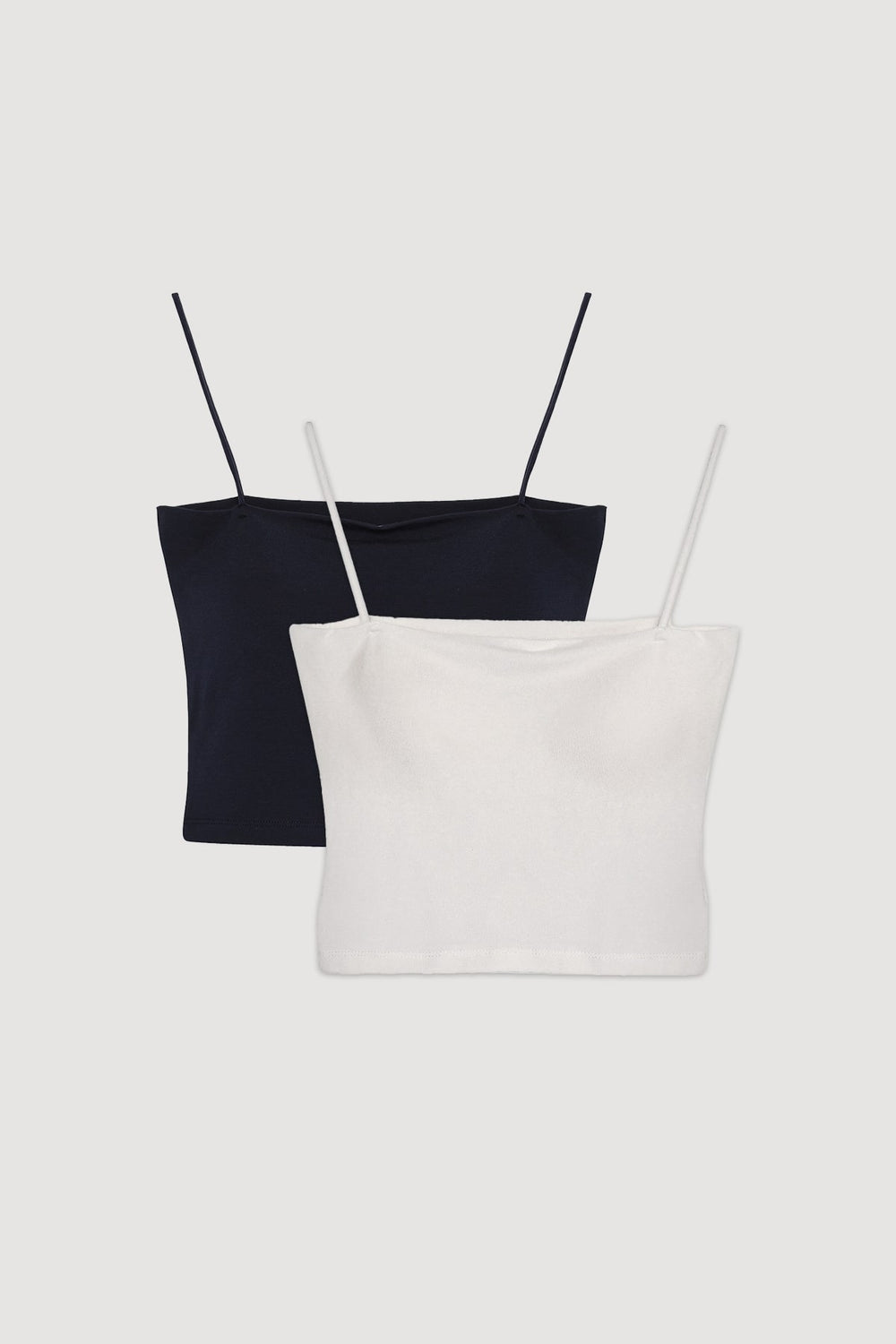 Modal Askılı Crop Basic Atlet 2' li Paket Ekru-Lacivert