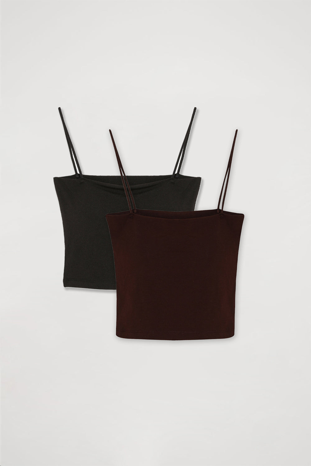 Modal Askılı Crop Basic Atlet 2' li Paket Siyah-Kahverengi
