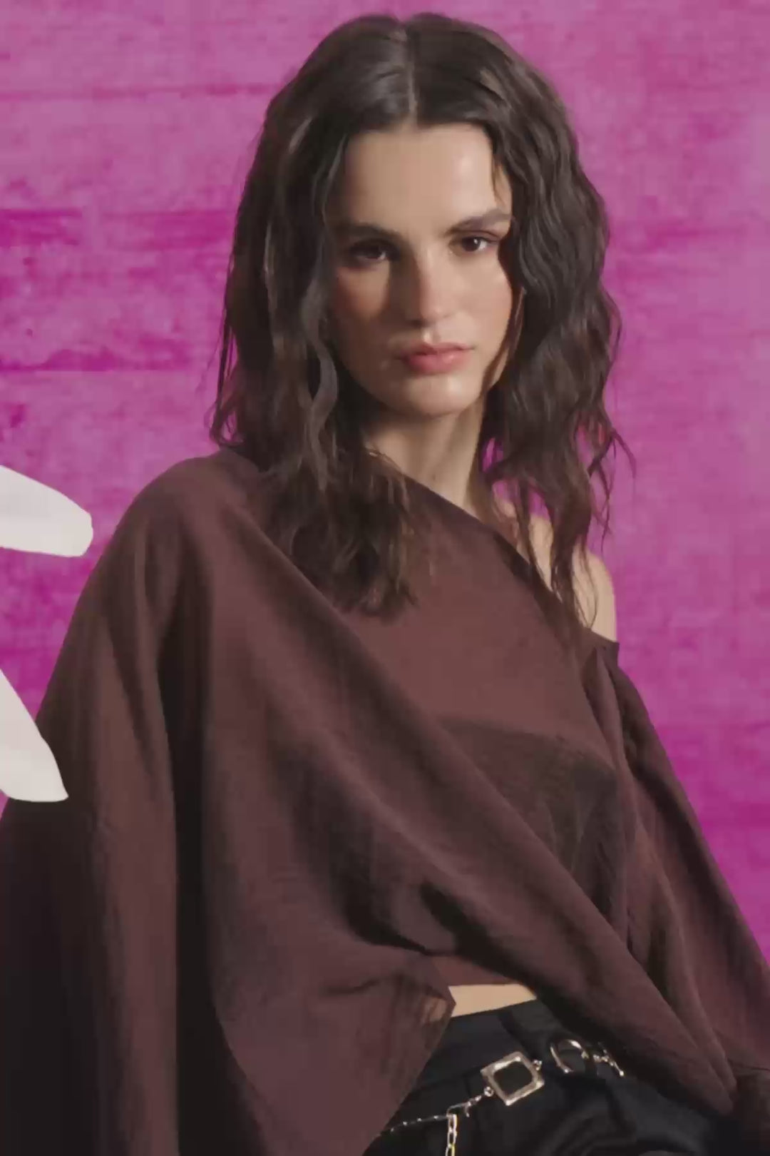 Fularlı Panço Bluz Kahverengi