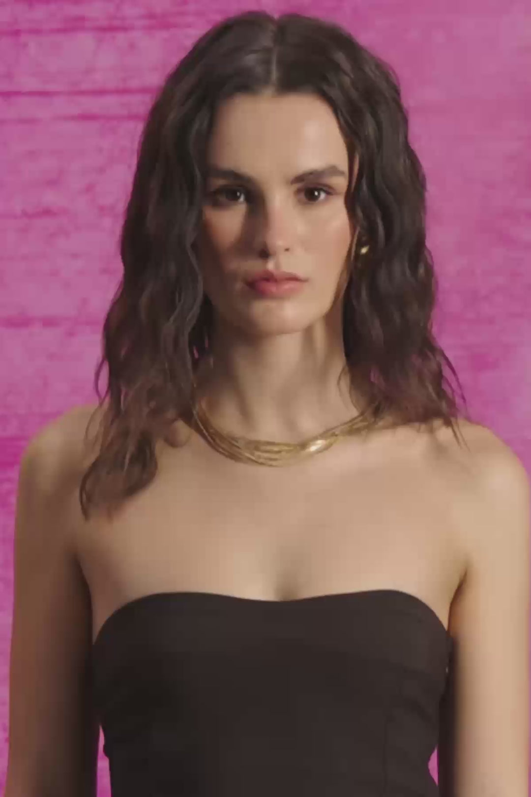 Straplez Kombine Midi Elbise Kahverengi