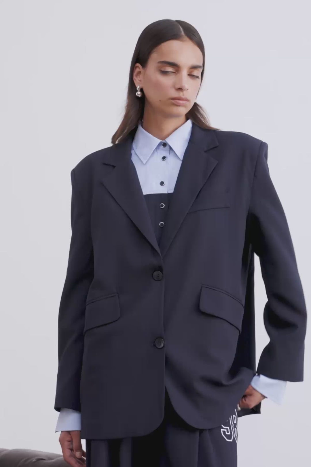 Sırtı Sayı Ve Yazı Baskılı Blazer Ceket Lacivert