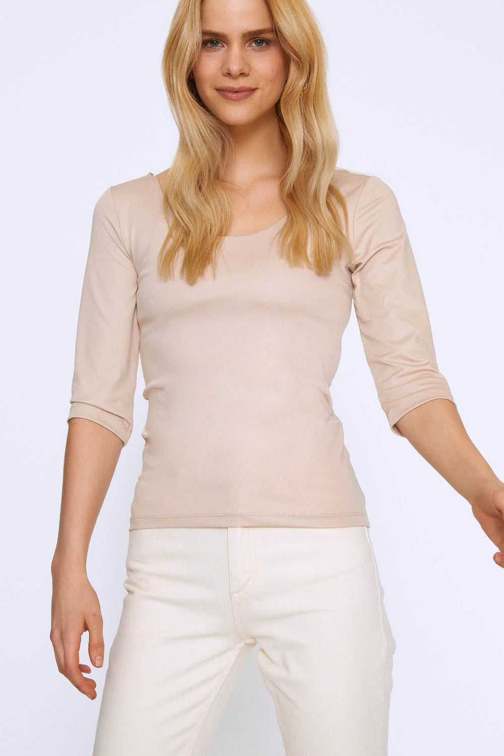 Trojan Sleeve Basic Blouse Beige