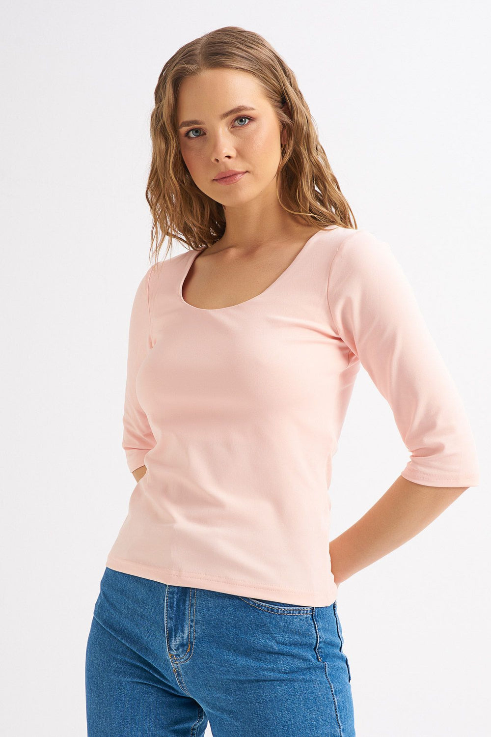 Truvakar Sleeve Basic Blouse Powder