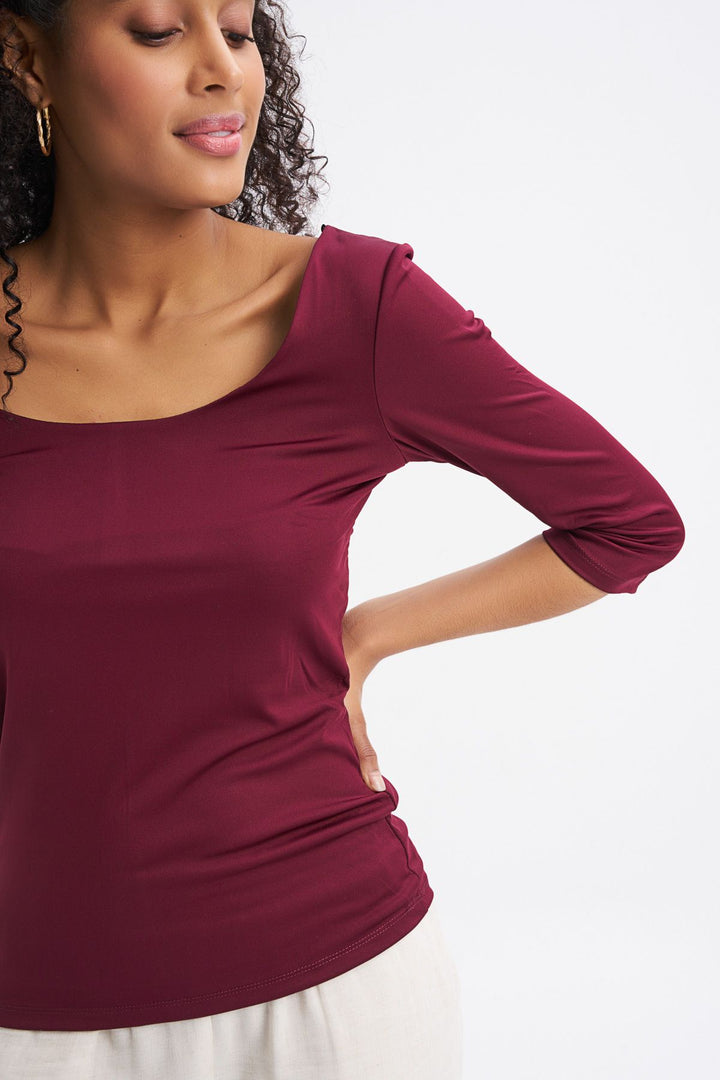 Truvakar Sleeve Basic Blouse Plum