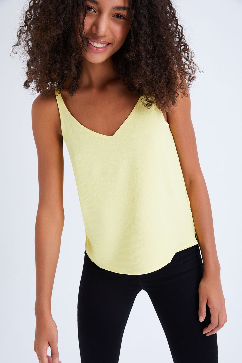 String Strap V-Neck Blouse Yellow