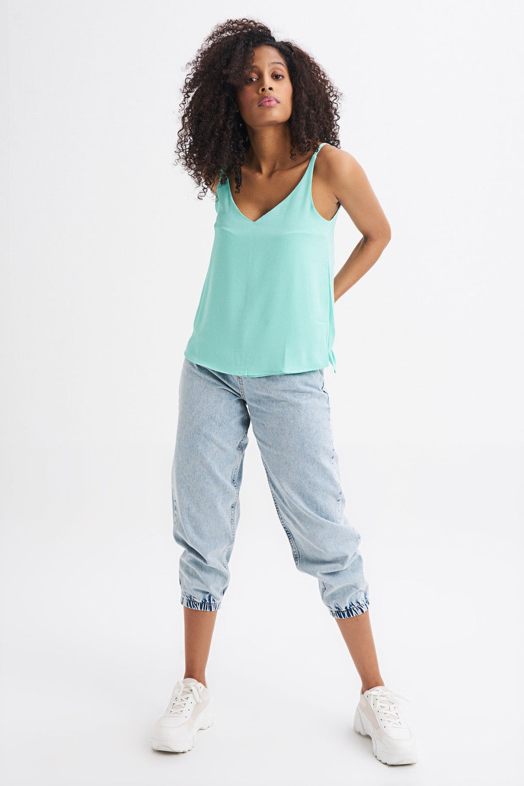 String Strap V Neck Blouse Mint