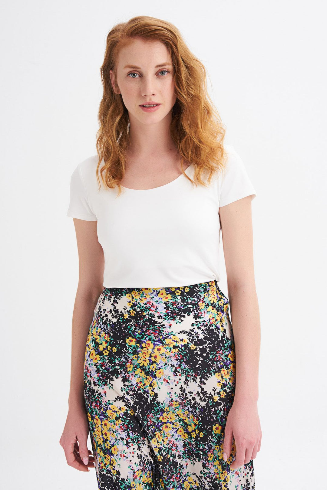 Short Sleeve Basic Blouse Ecru