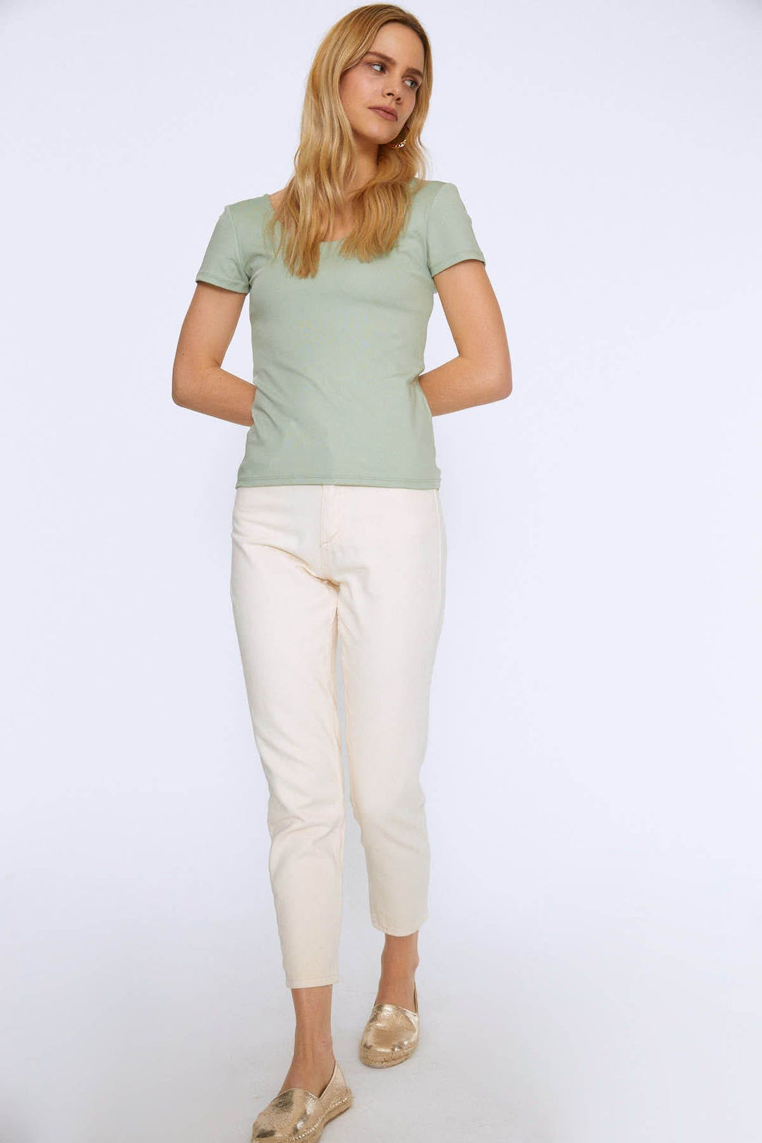 Short Sleeve Basic Blouse Mint