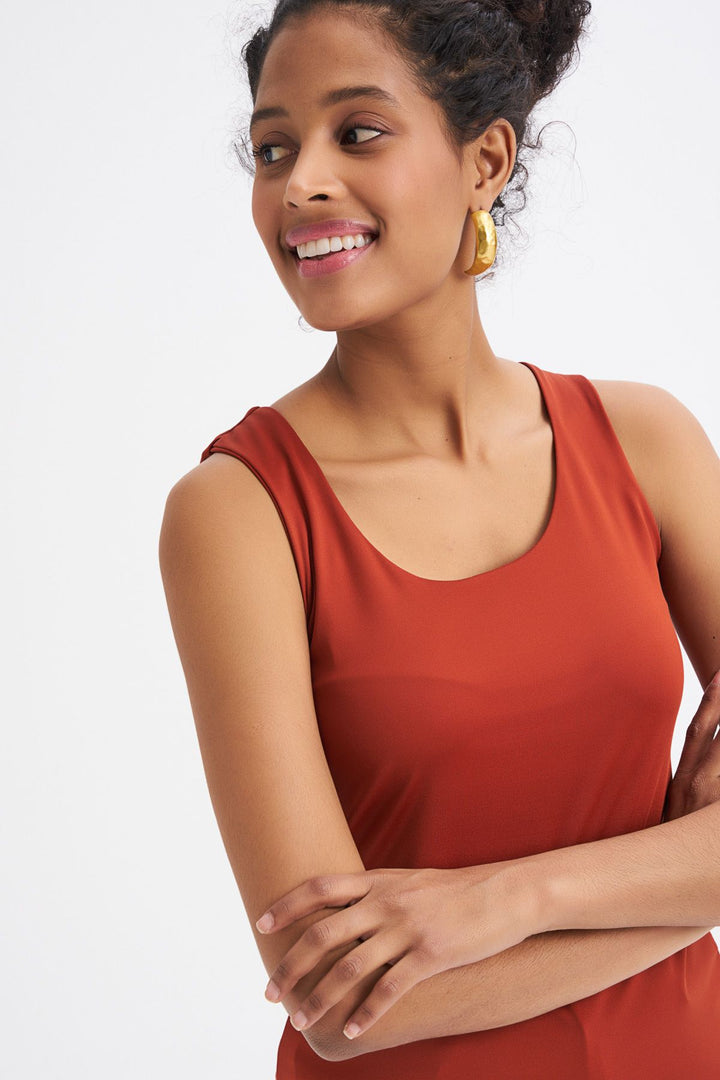 Kalın Askılı Basic Bluz Kiremit