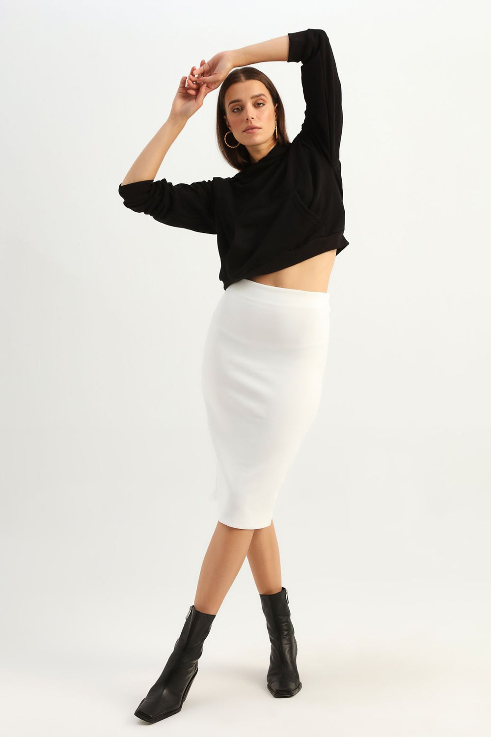 Midi Pencil Skirt Ecru