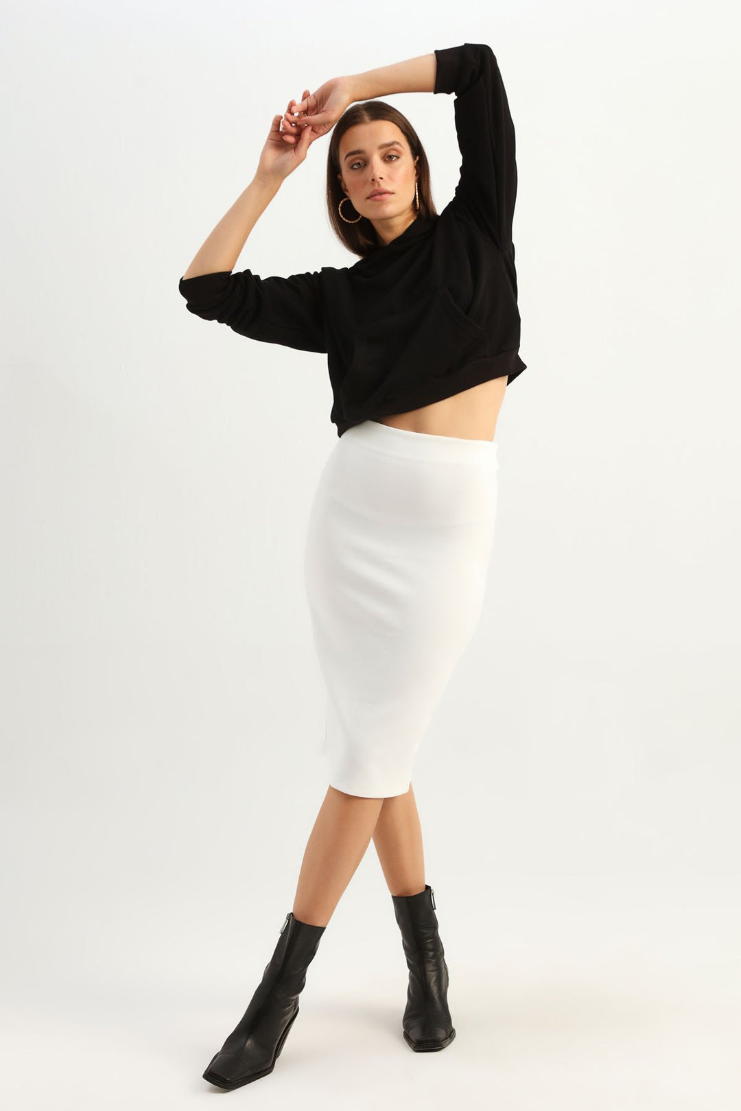 Midi Pencil Skirt Ecru