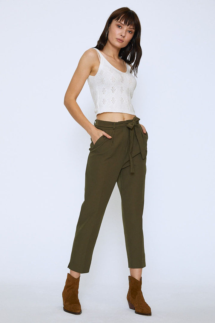 Waist Belted Trousers Khaki