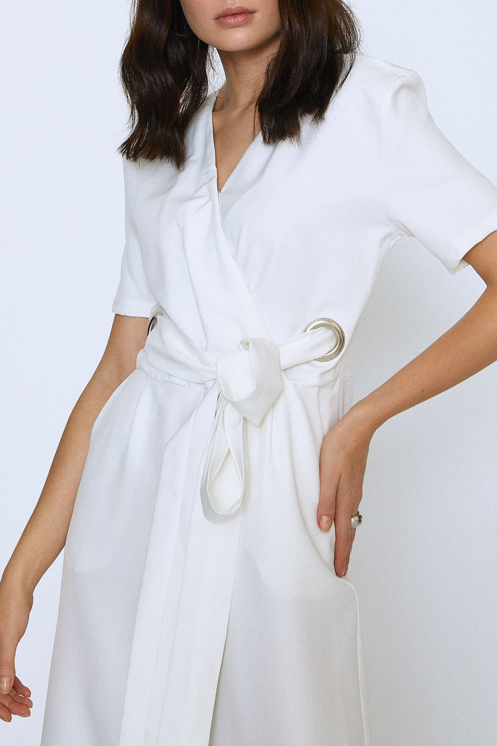 Waist Belt Double Breasted Jumpsuit Ecru