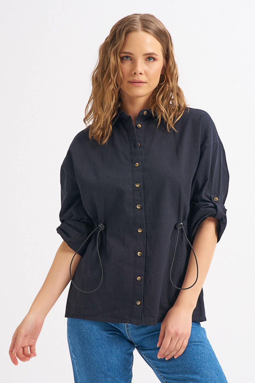 Pleated Waist Shirt Black