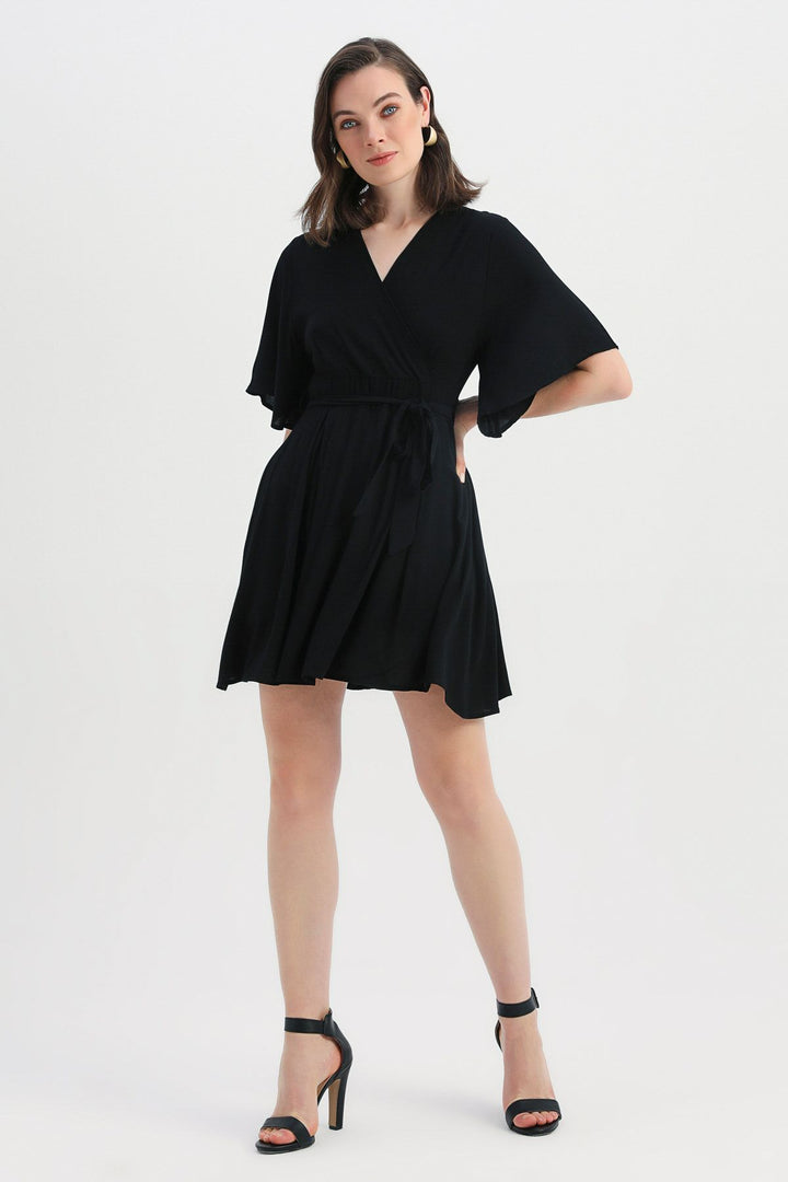 Tie Detailed Double Breasted Skirt Jumpsuit Black