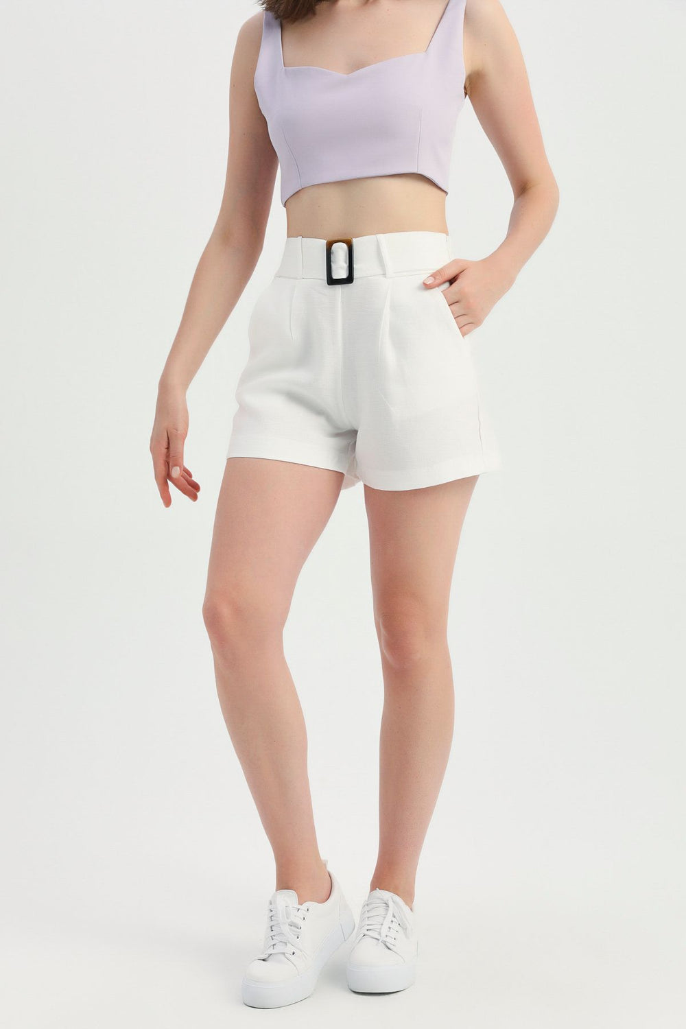 Belted Shorts Ecru