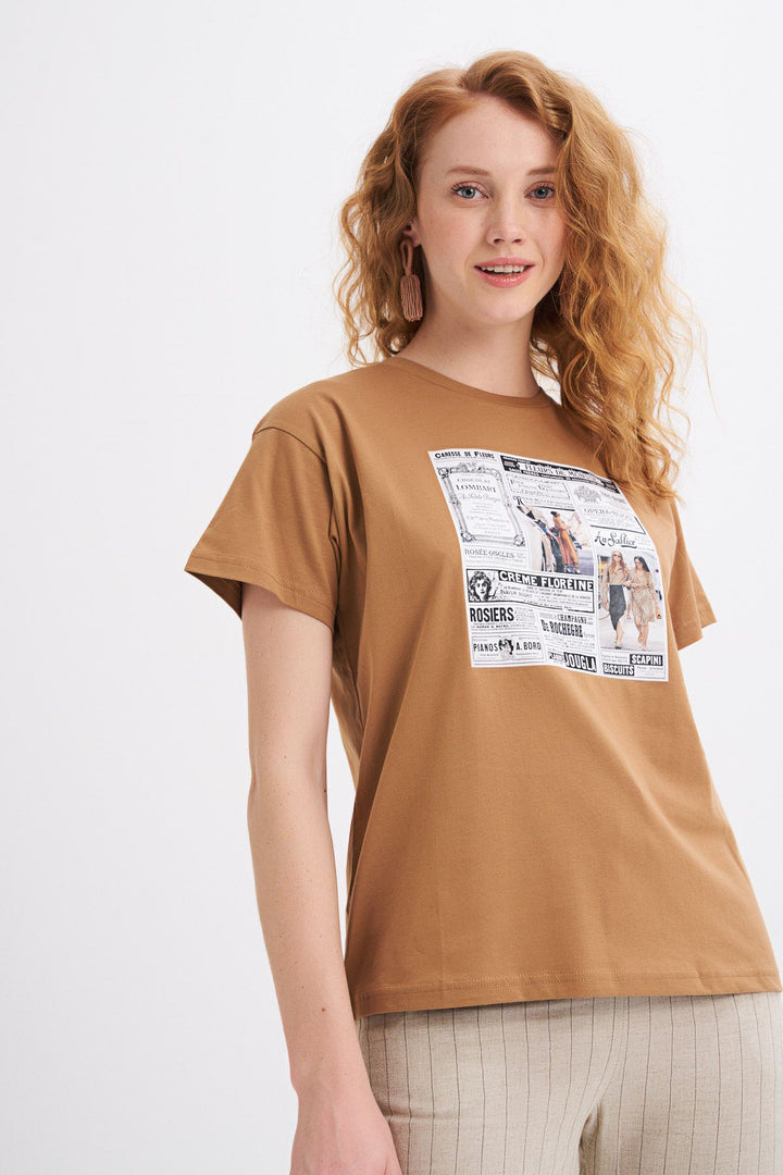 Printed T-Shirt Brown