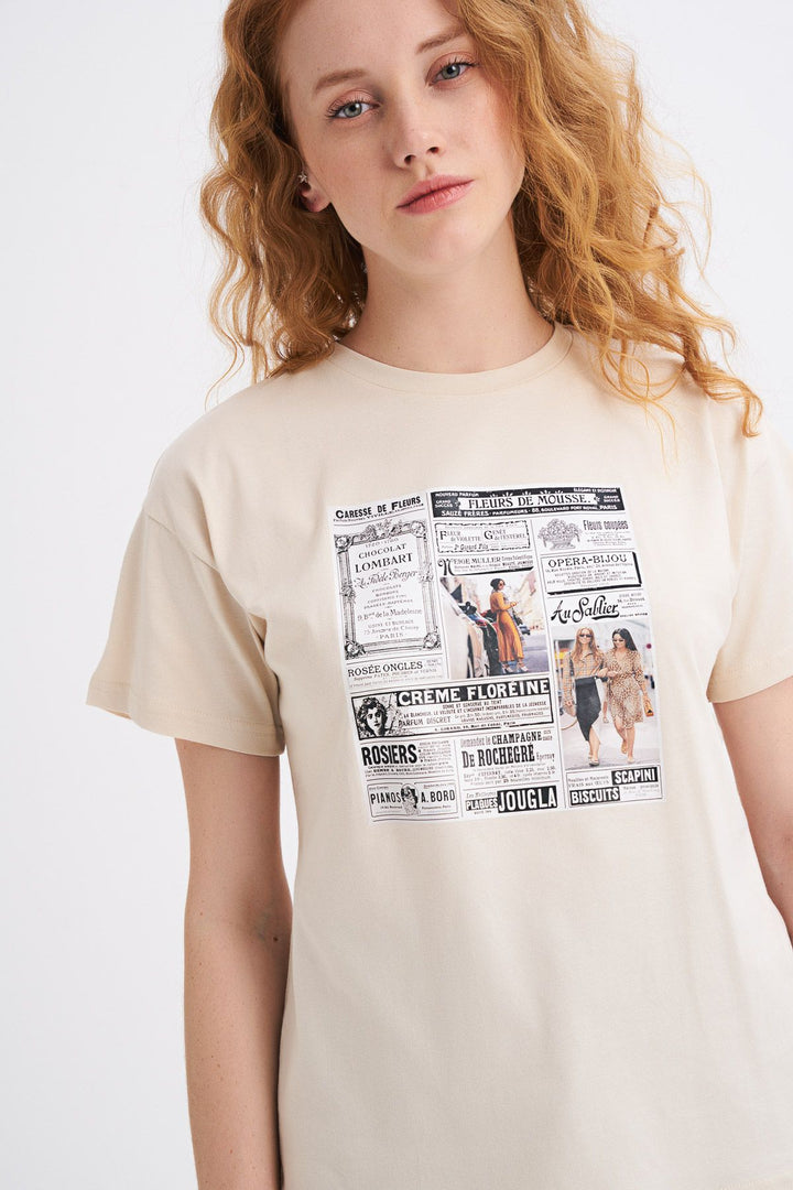 Printed T-Shirt Light Beige
