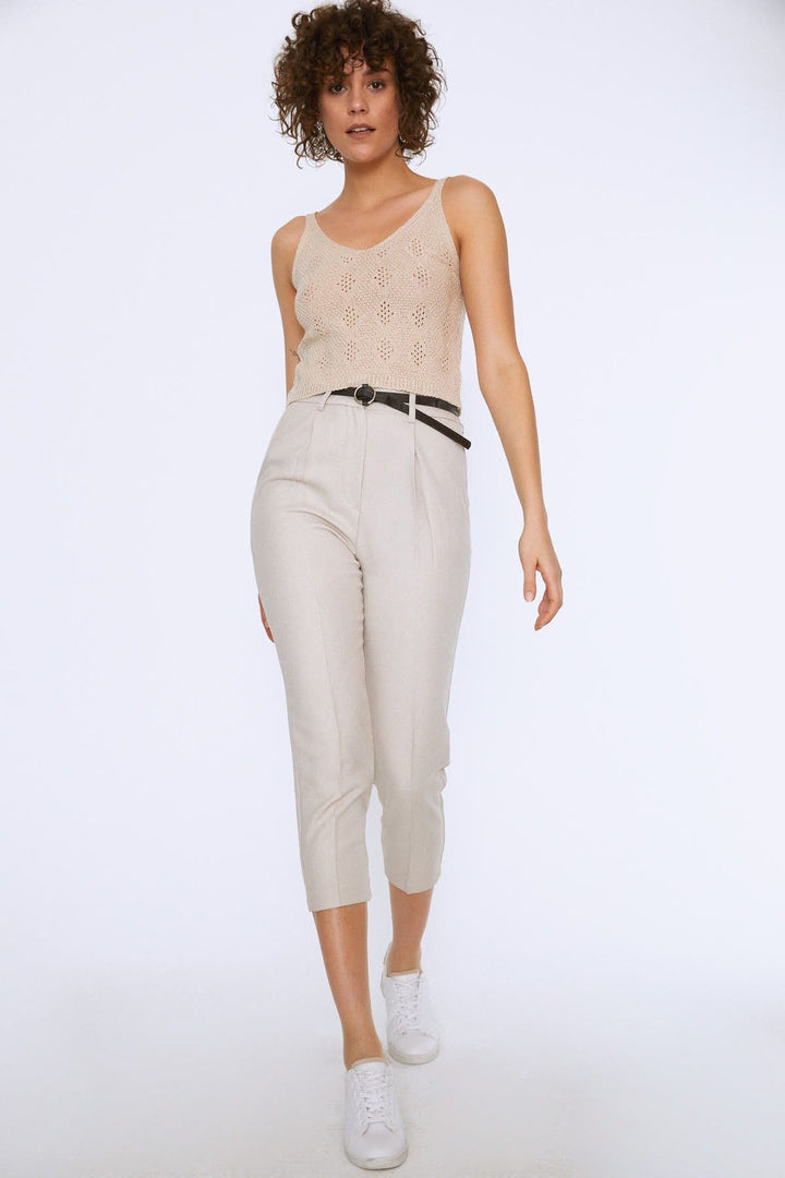 Hanging Openwork V Neck Knitwear Stone