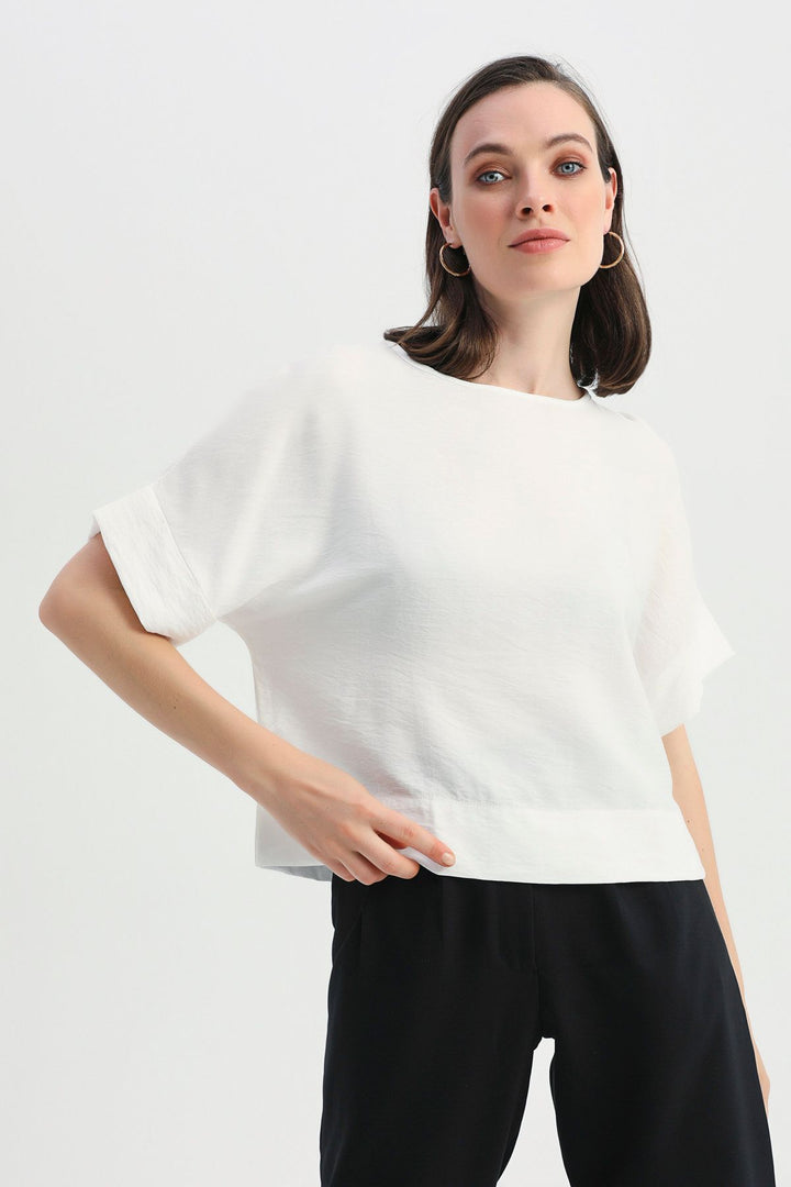 Three Quarter Sleeve Blouse Ecru