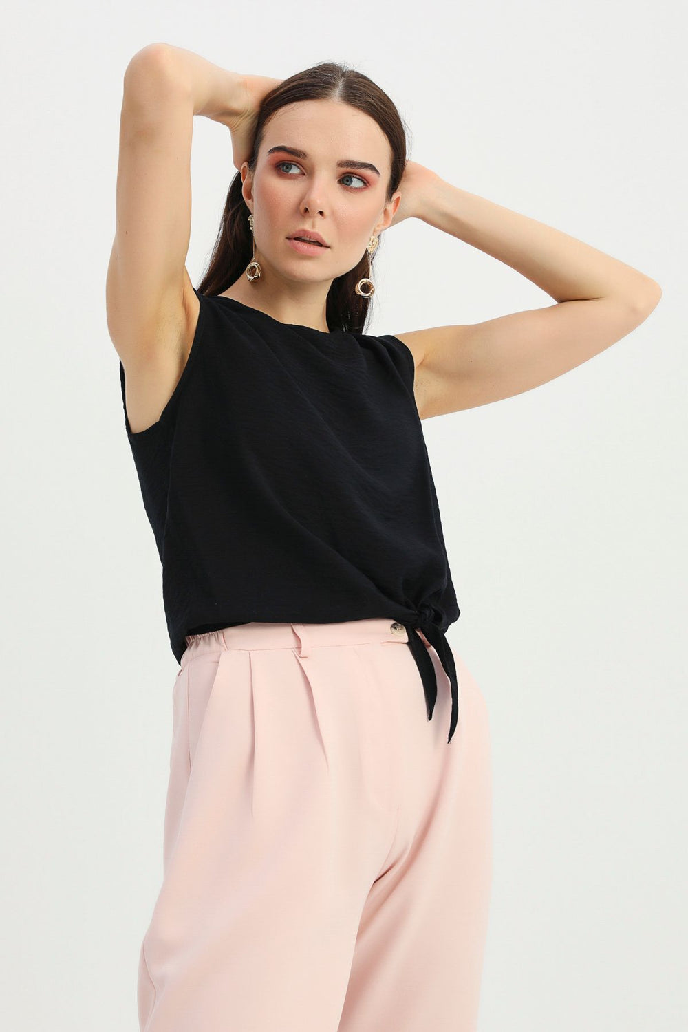 Tie Detailed Tank Top Black