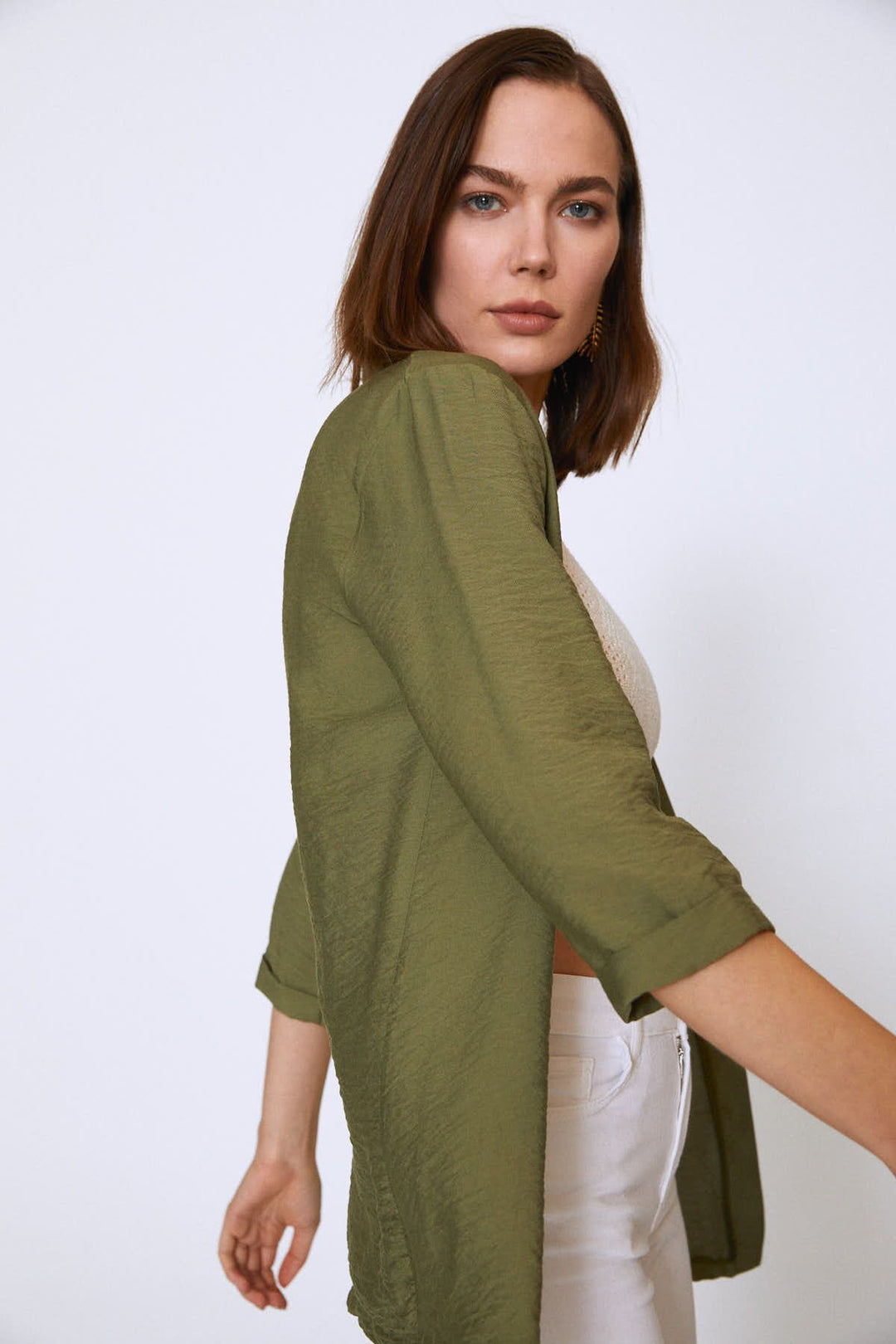 Shawl Collar Jacket Khaki