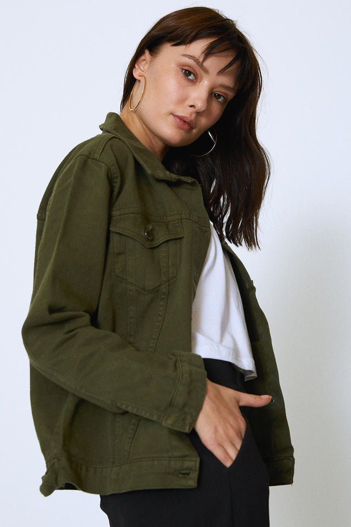 Gabardine Denim Jacket Khaki