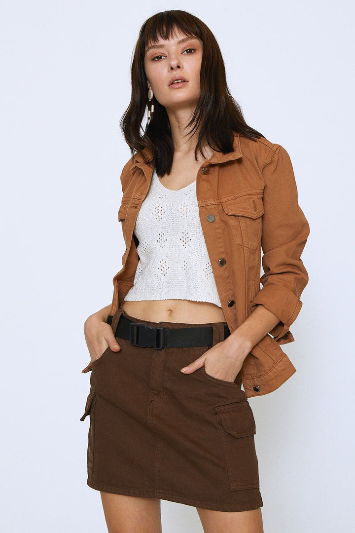 Gabardine Denim Jacket Camel