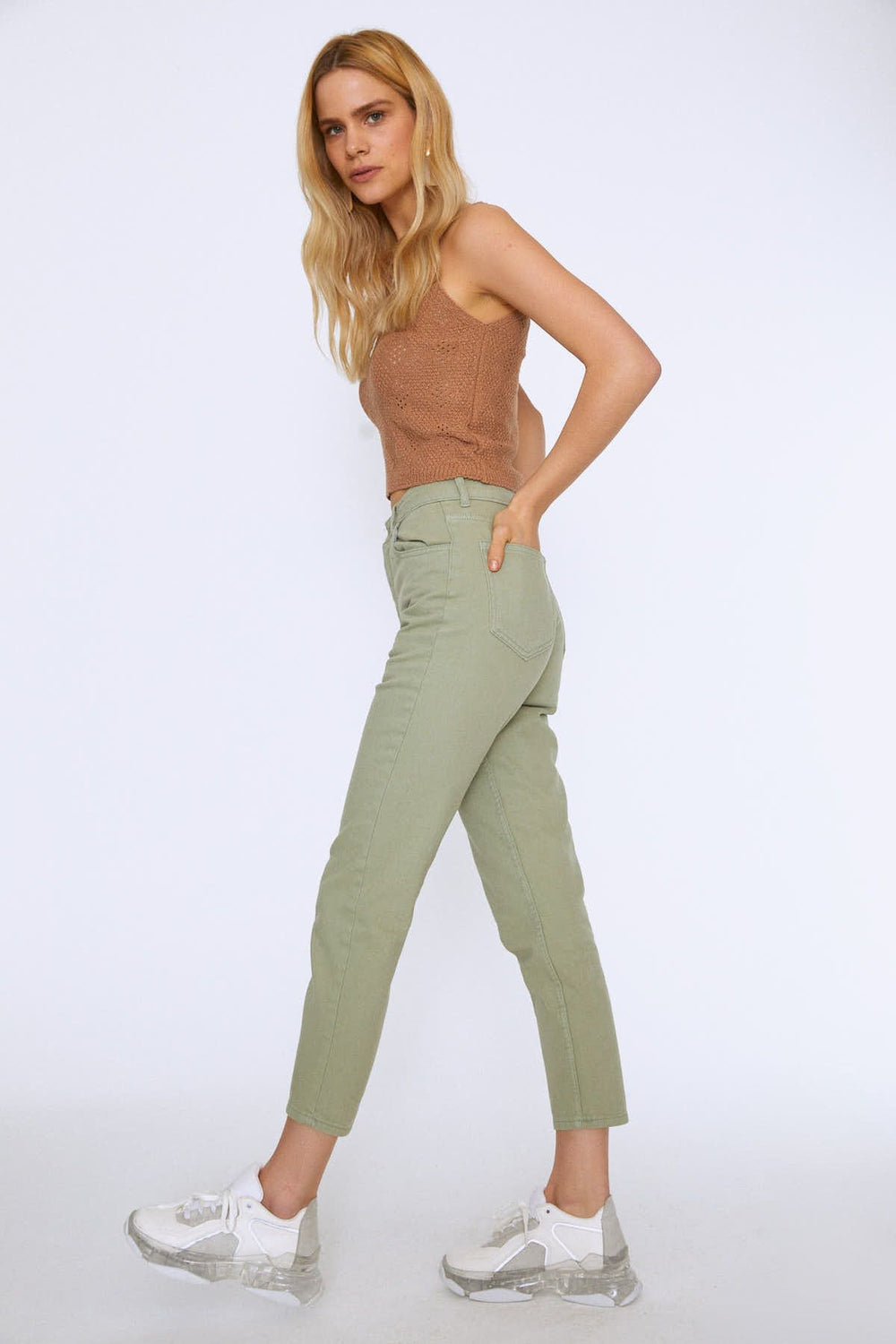 Gabardine Mom Jean Mint