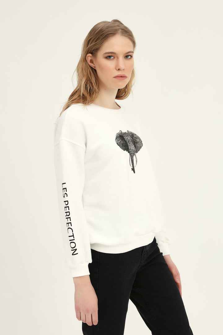 Elephant Printed Sweatshirt White