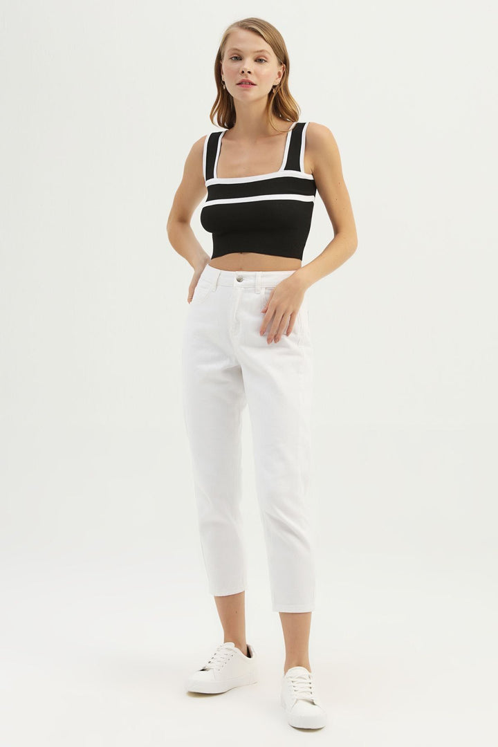 Thick Strap Striped Knitwear Black