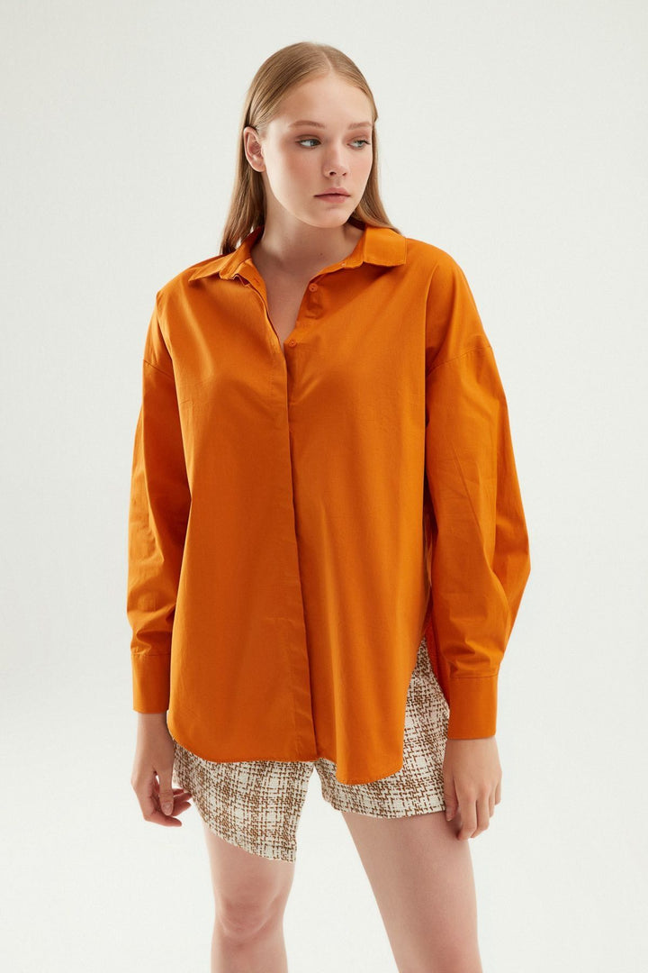 Oversize Basic Shirt Dark Orange