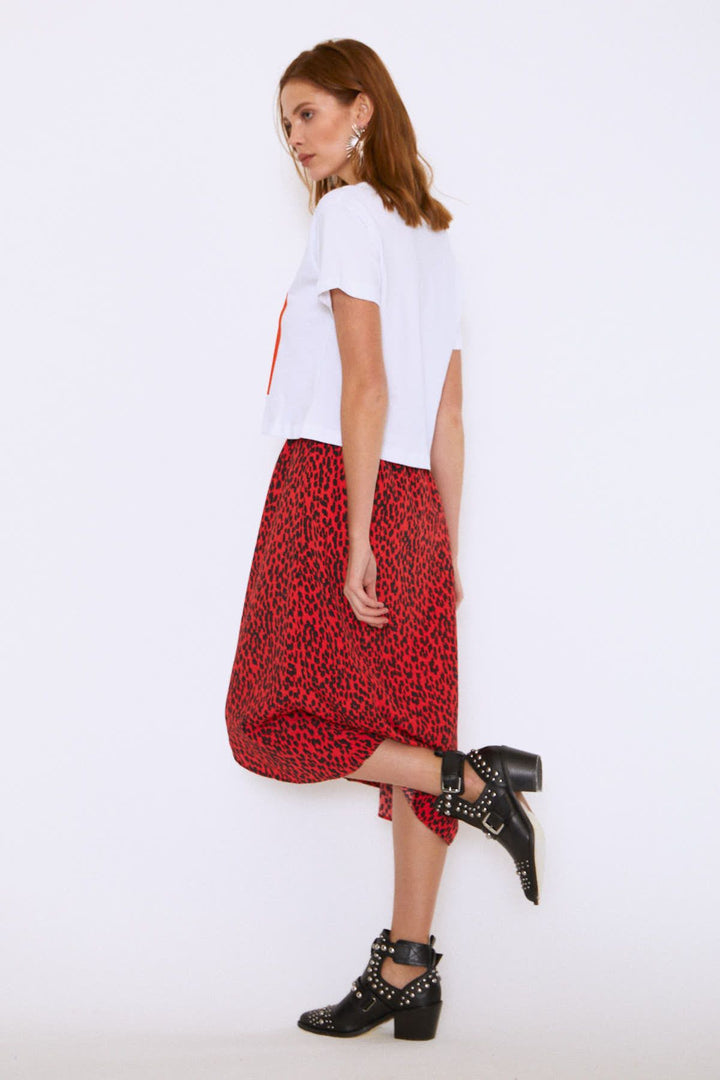 Patterned Wrap Skirt Coral