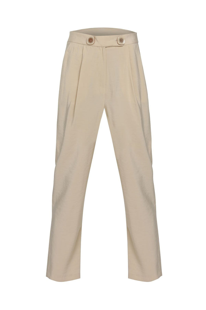 Düğme Detaylı Pantolon Bej