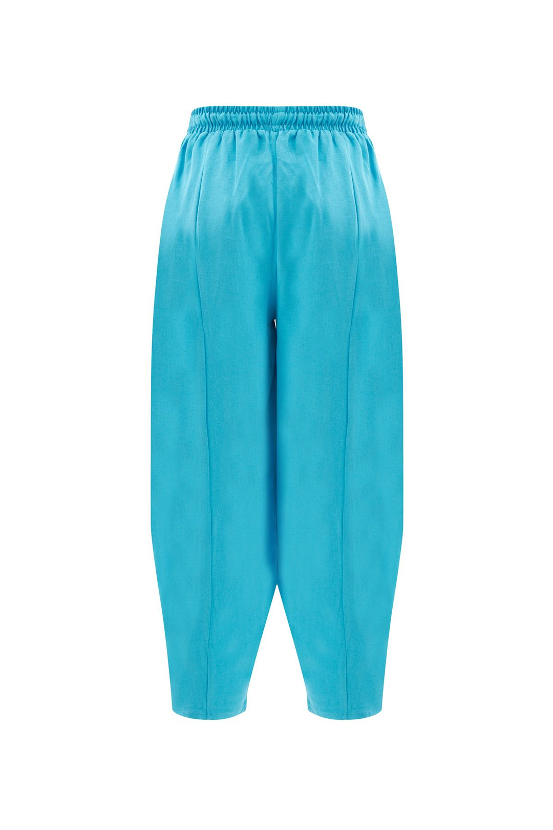 Beli Lastikli Keten Pantolon Turkuaz