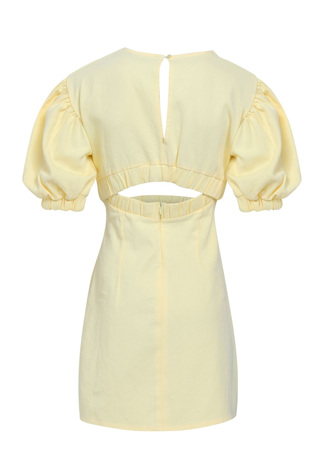 V Yaka Cut Out Gabardin Elbise Sarı