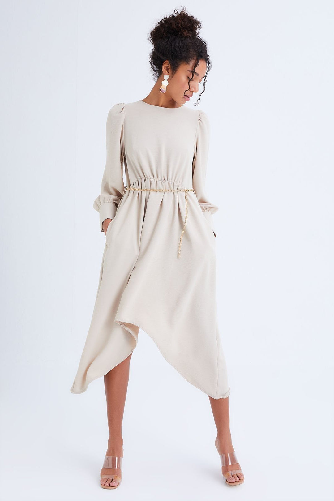 Chain Belt Asymmetric Dress Stone