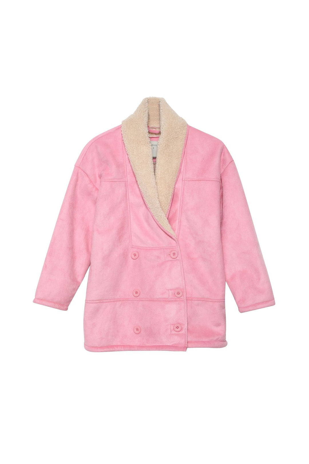 Double Breasted Suede Coat Pink