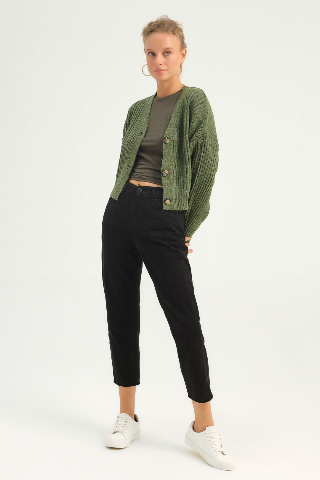 Buttoned Cardigan Khaki