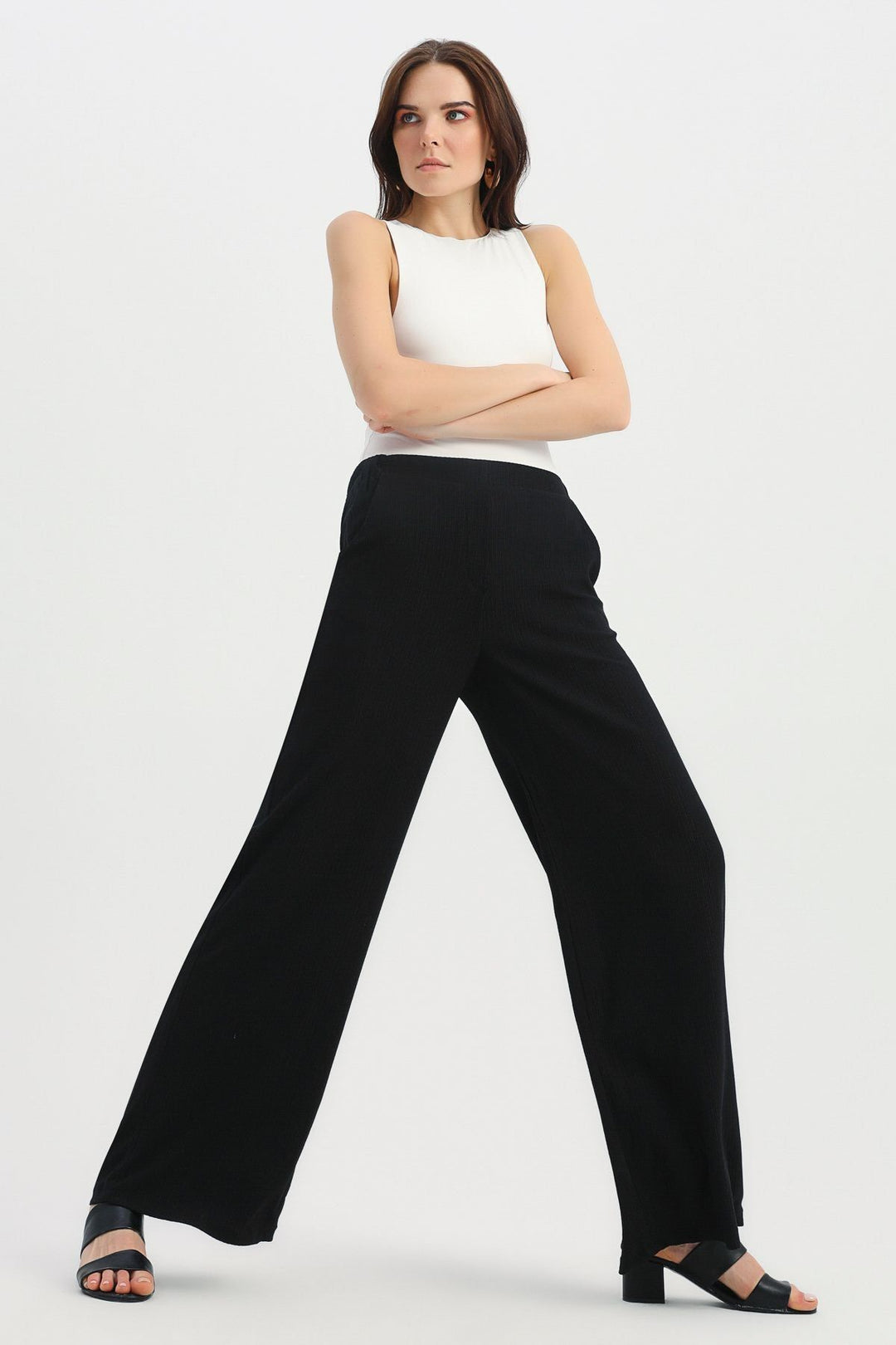 Cepli Bol Paça Pantolon Siyah