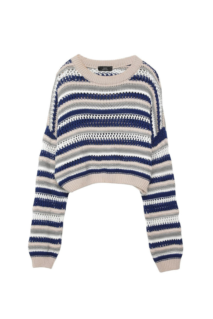 Perforated Crop Sweater Blue