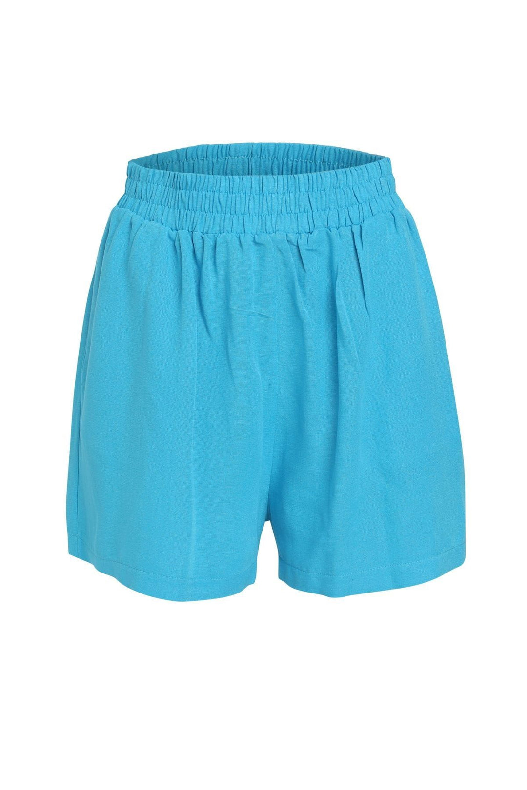 Elastic Waist Linen Shorts Turquoise