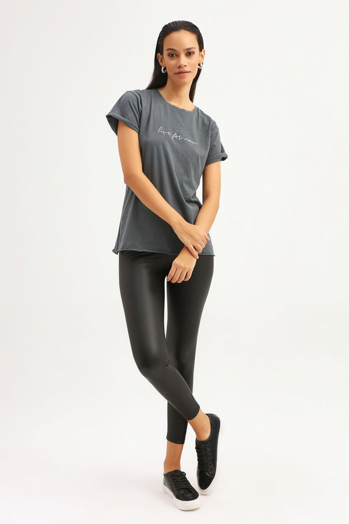 Embroidered T-Shirt Anthracite