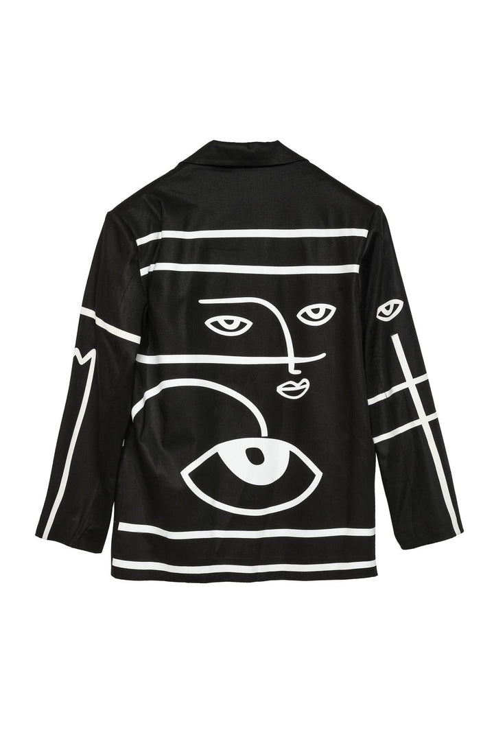 Desenli Blazer Ceket Siyah