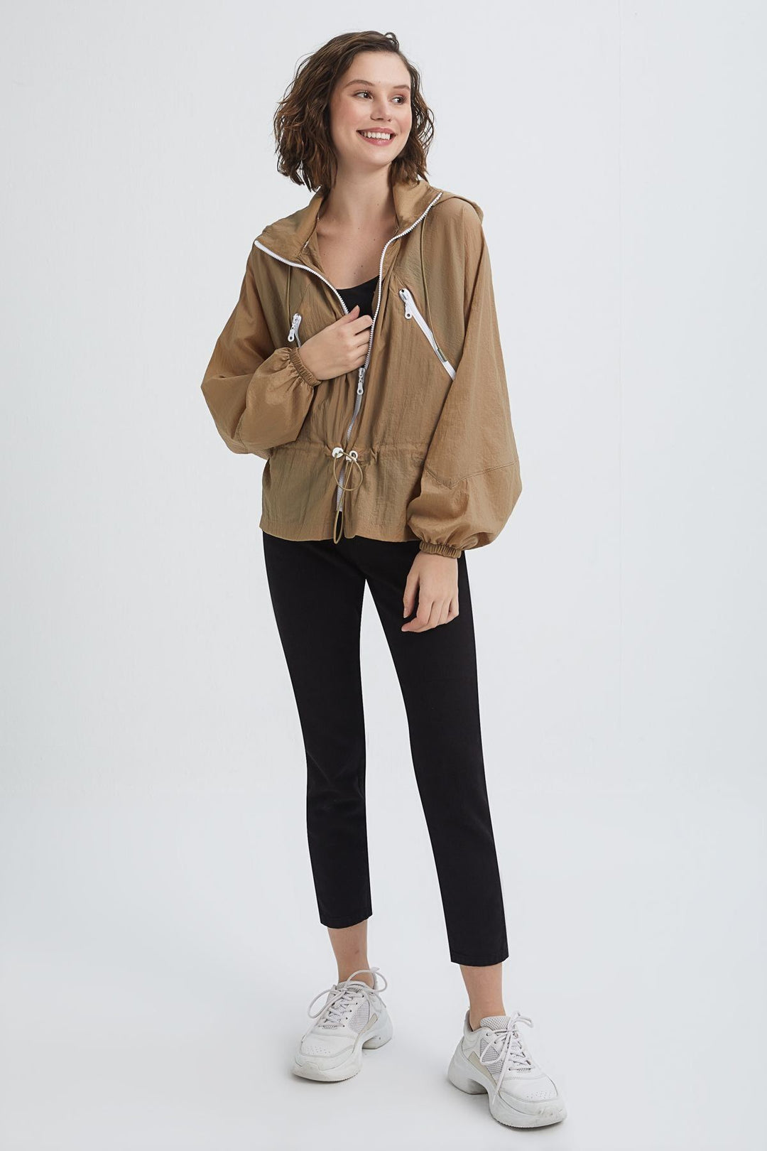 Hooded Raincoat Camel
