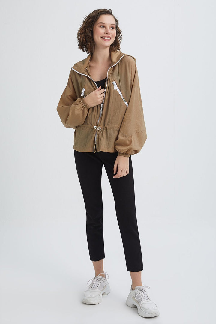 Hooded Raincoat Camel