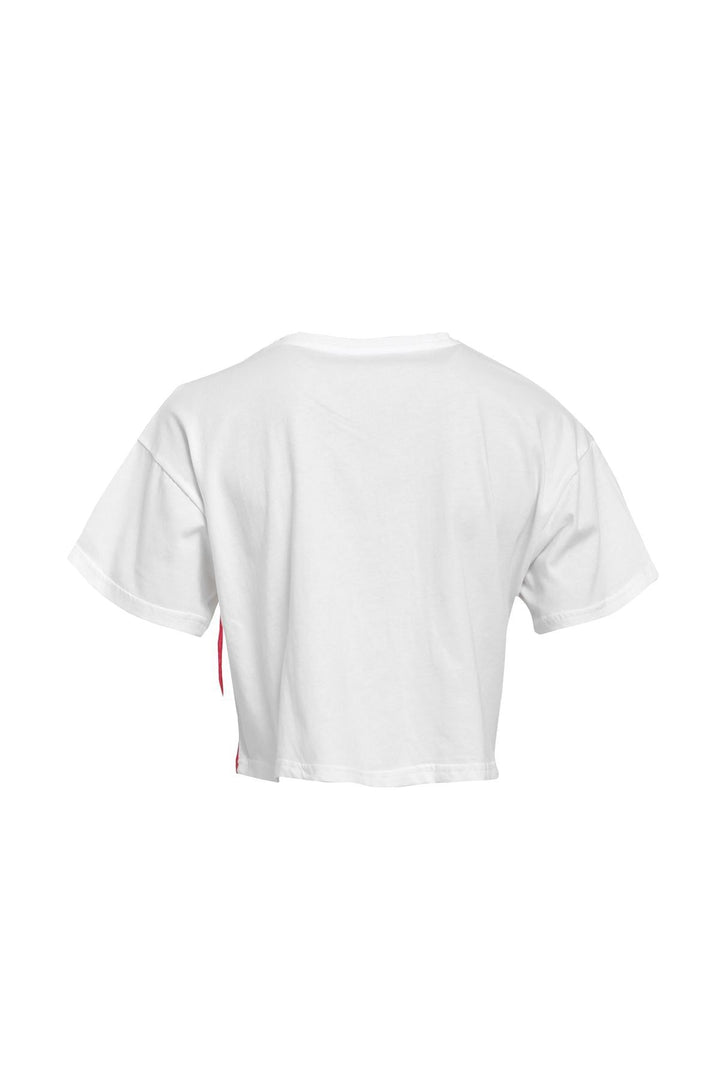 Embroidery Detailed Crop T-Shirt White